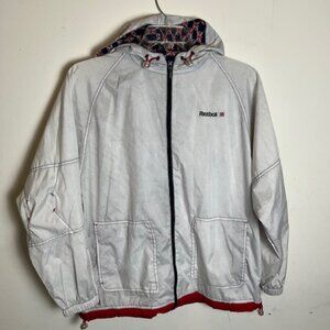 Vintage Reebok Hooded Windbreaker Jacket Women’s L Union Jack Y2K 90s